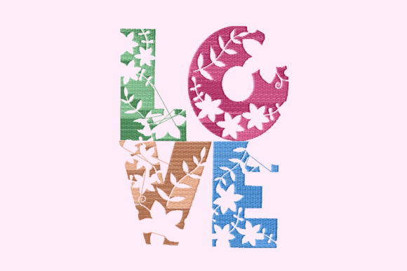 Love Floral Embroidery Design